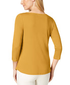 Charter Club Women Pima Cotton Boat Neck Button Shoulder Top