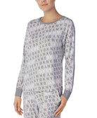 DKNY Women Logo Long Sleeve Knit Pajama Top Grey
