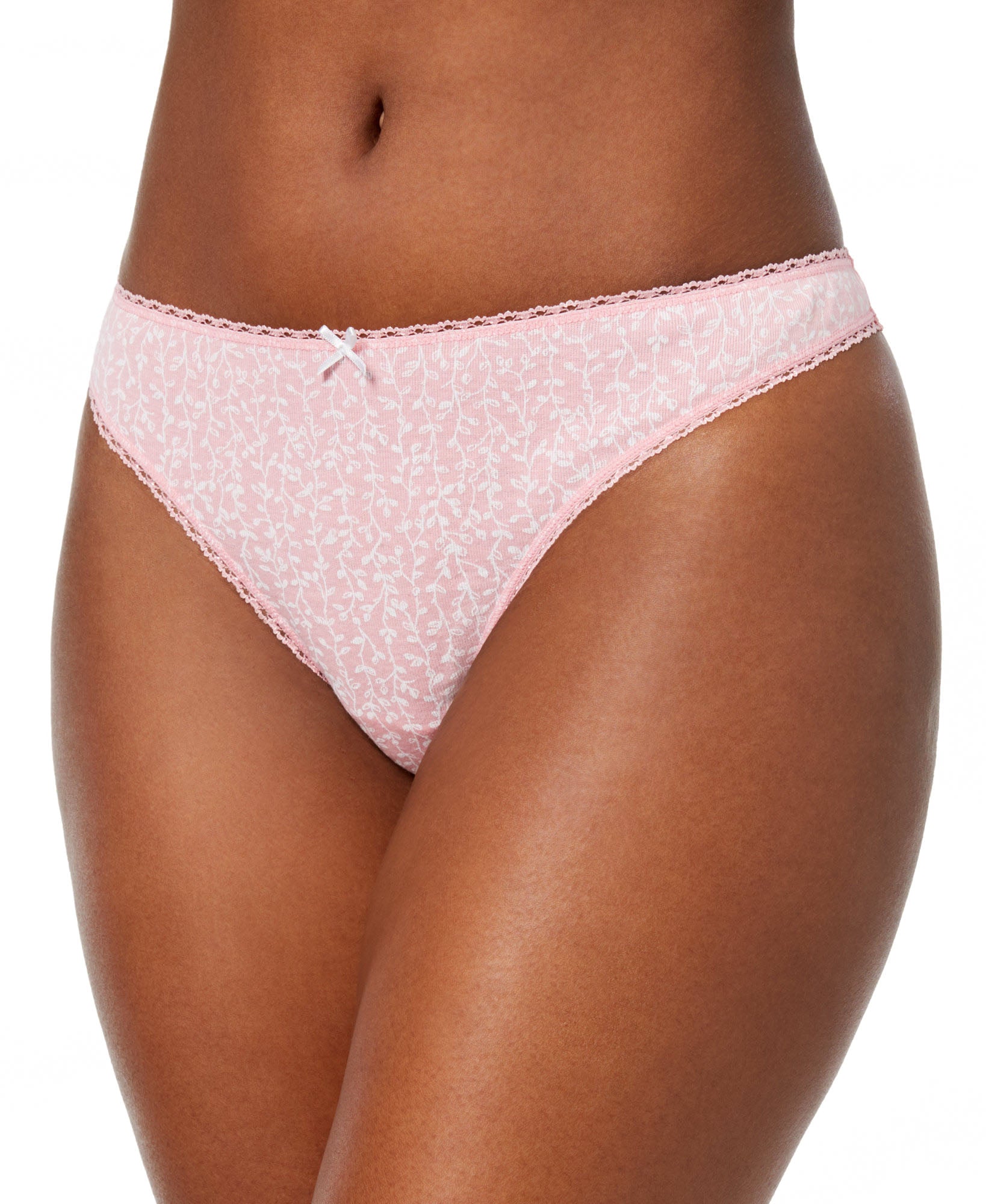 Charter Club Women Pretty Cotton Thong Linear Vine Rose