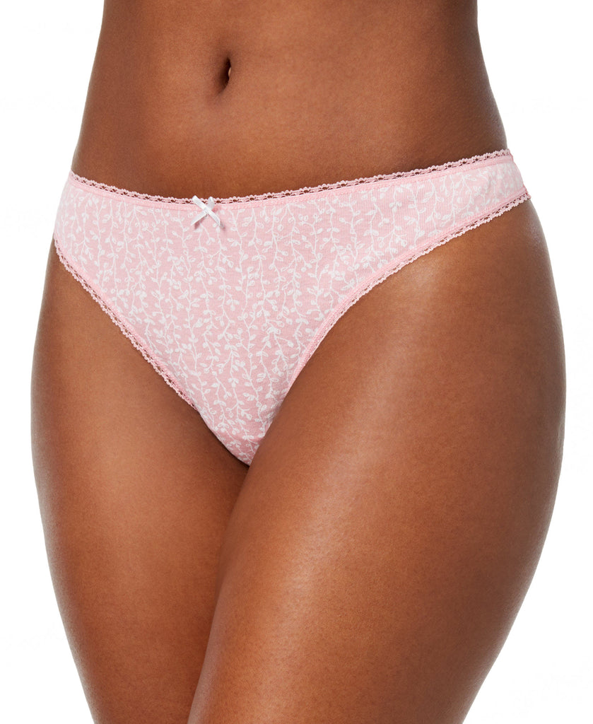 Charter Club Women Pretty Cotton Thong Linear Vine Rose