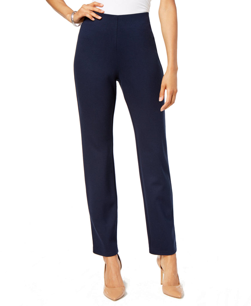 JM Collection Women Hollywood Ponte Knit Pull On Pants Industrial Blue