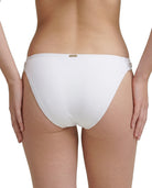 woman wearing Calvin Klein bikini bottoms on a white background