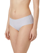 Light purple underwear worn by a person on a white background
