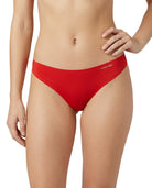 Red Calvin Klein bikini bottom on a white background