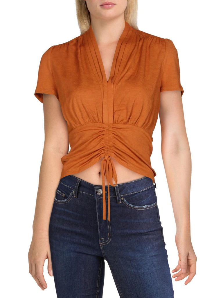 INC International Concepts Women Ruched Top Warm Cinnamon