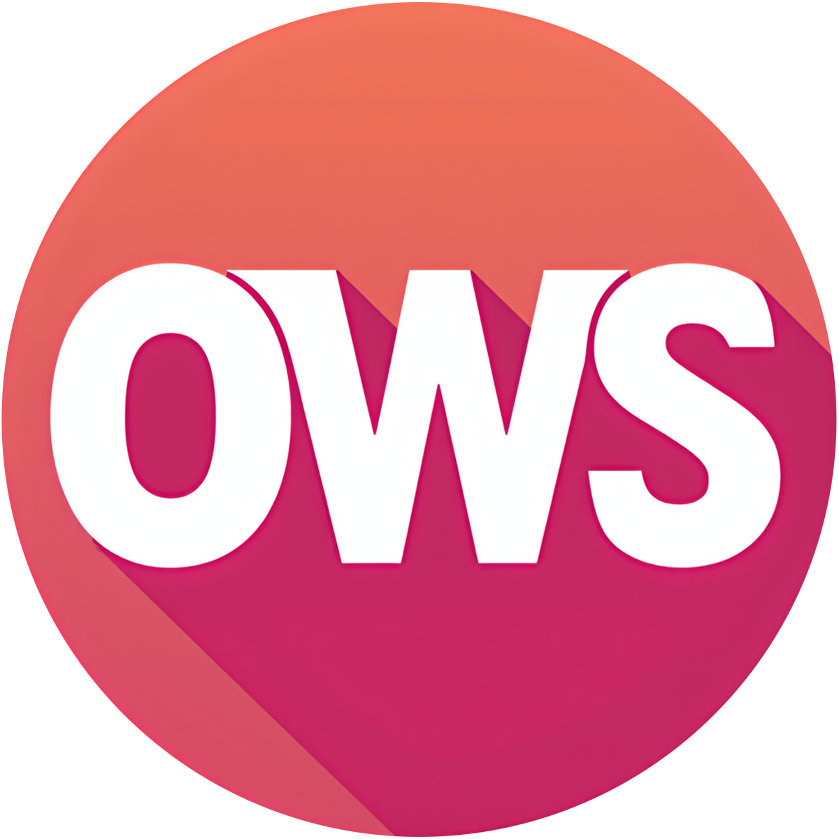 Circular logo with 'OWS' text on a gradient background