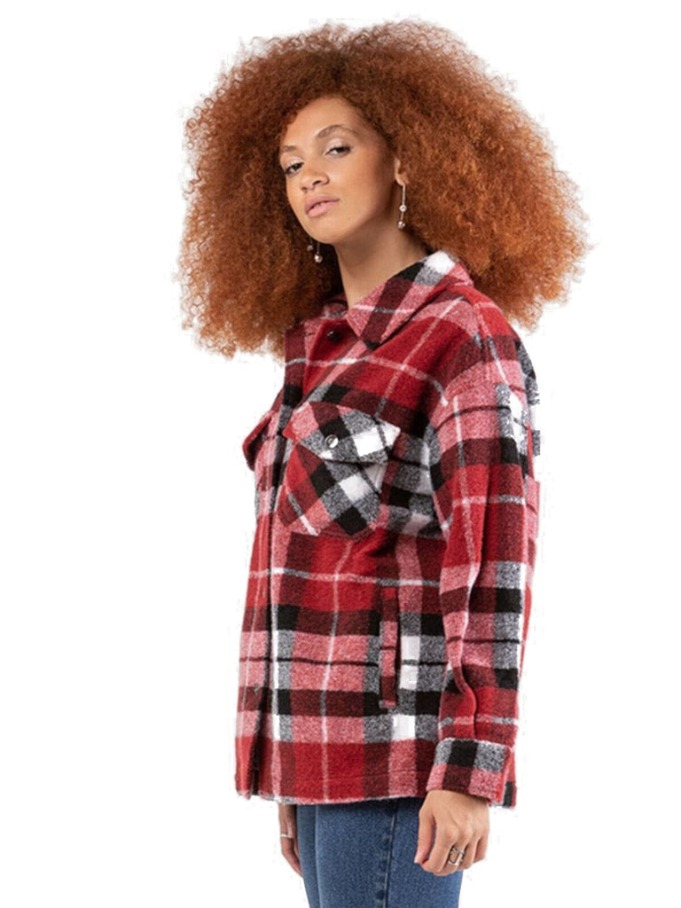 Black Tape Women Plus Plaid Overcoat