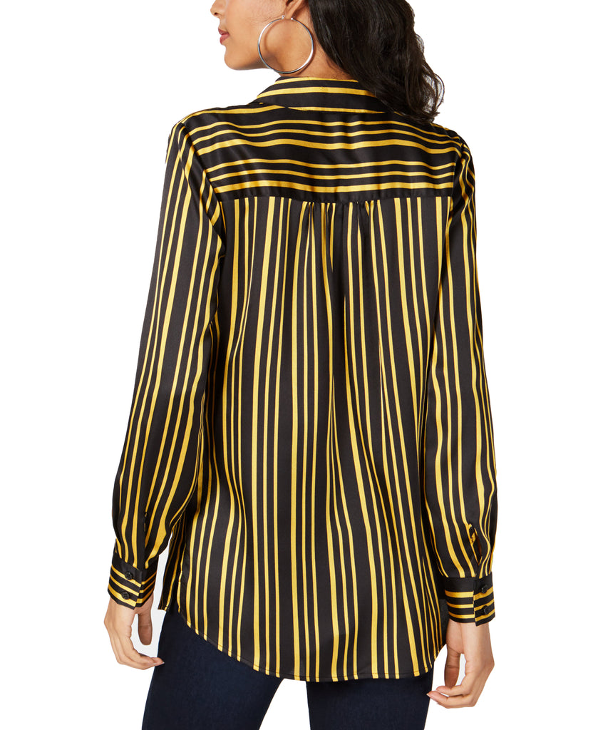 INC International Concepts Women Striped V Neck Top