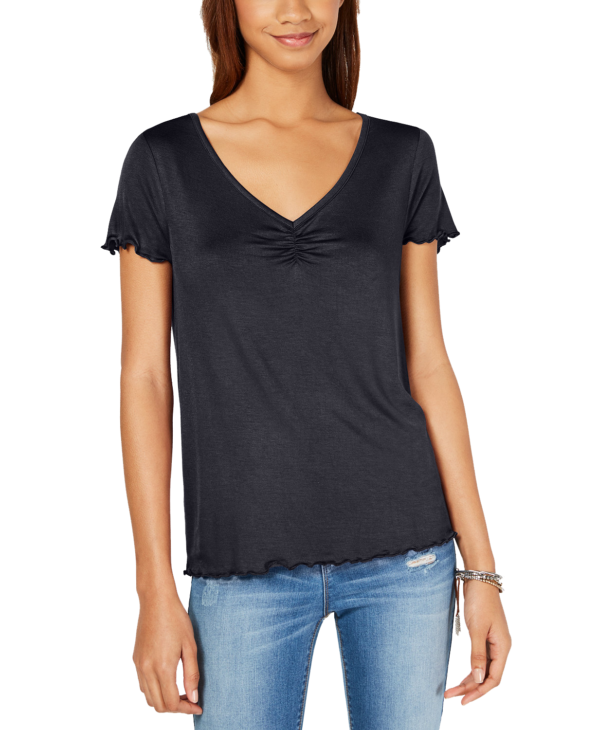 Hippie Rose Women Ruched T Shirt Dark Sea