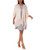 Cejon Metallic Pointelle Border Evening Wrap Ivory Gold