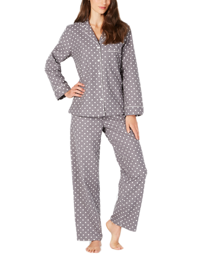 Charter Club Women Petite Cotton Flannel Pajama Set Dot Shark