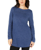 Karen Scott Women Solid Curved Hem Tunic Heather Indigo