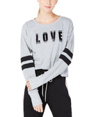Material Girl Metallic Graphic Varsity Stripe T Shirt Heather Grey
