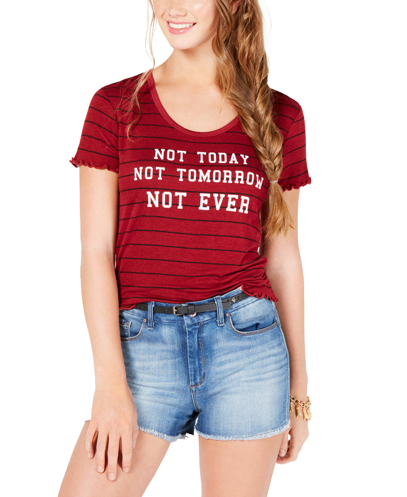 Rebellious One Not Today Striped Graphic T Shirt Burgundy