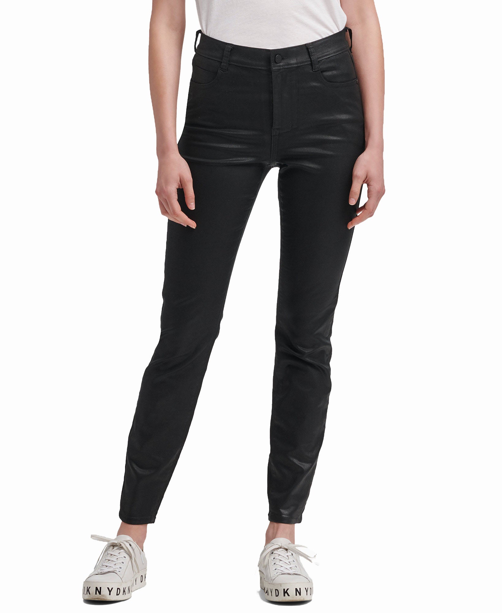DKNY Women Five Pocket Coated Jean Black
