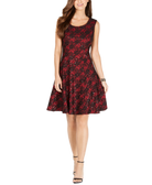 INC International Concepts Women Sequined Lace Fit & Flare Dress Ruby Red Multi