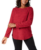 Karen Scott Women Petite Marled Sweatshirt Magenta Moon