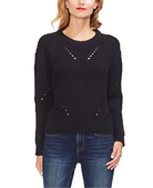 Vince Camuto Women Pointelle Accented Sweater Rich Black