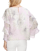 Vince Camuto Women Pagoda Blossoms Ruffled Sleeve Top