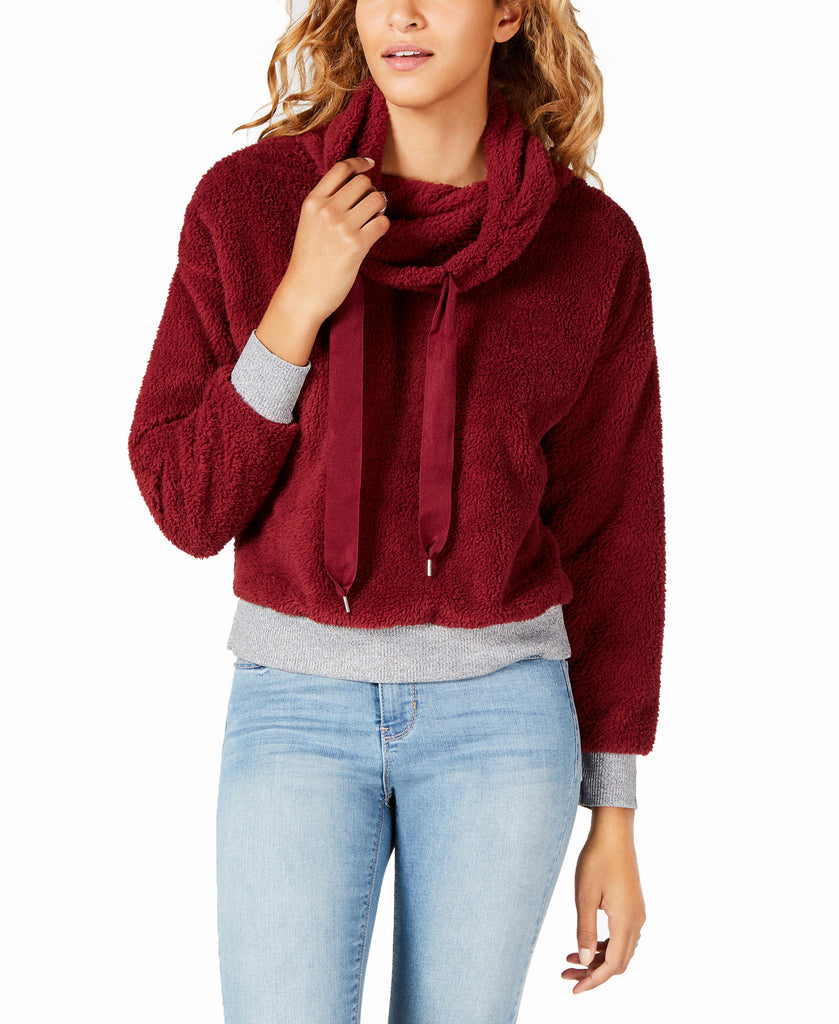 Ultra Flirt Faux Fur Sweatshirt Burgundy