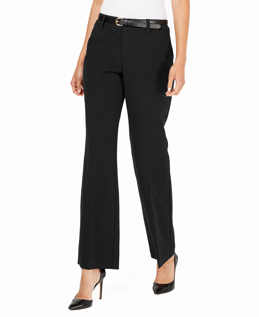 Charter-Club-Women-Belted-Tummy-Control-Trousers-Deep-Black