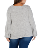 INC International Concepts Women Plus Pearl Embellished Puff Sleeve Sweater