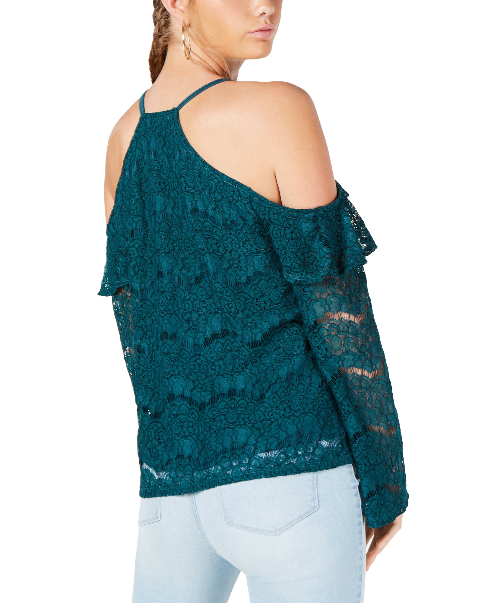 Ultra Flirt Lace Cold Shoulder Top