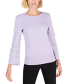 Alfani Women Tiered Fringe Pullover Modern Lilac