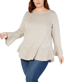 Style & Co Women Plus Ruffled Sweater Hammock Heather