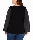 Style &amp; Co Women Plus V Neck Mixed Stitch Sweater