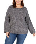 Style & Co Women Plus Relaxed Marled Sweater Blod Grey White