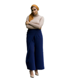 Verona Collection Women High Waist Wrap Modest Pants Navy