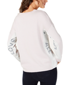 INC International Concepts Women Love Is All Varsity Stripe Sweater
