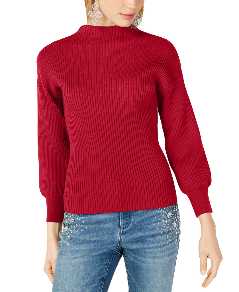 INC International Concepts Women Volume Sleeve Ribbed Sweater