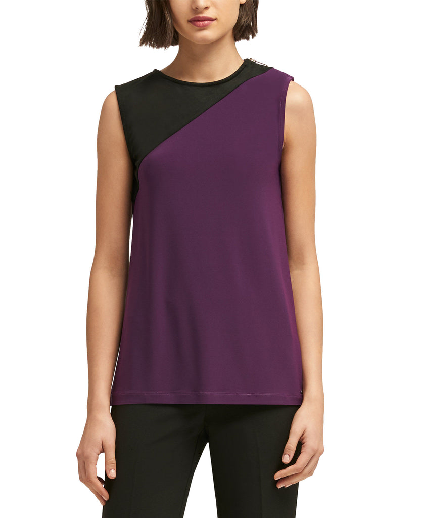 Calvin Klein Women Colorblocked Zipper Trim Shell Aura