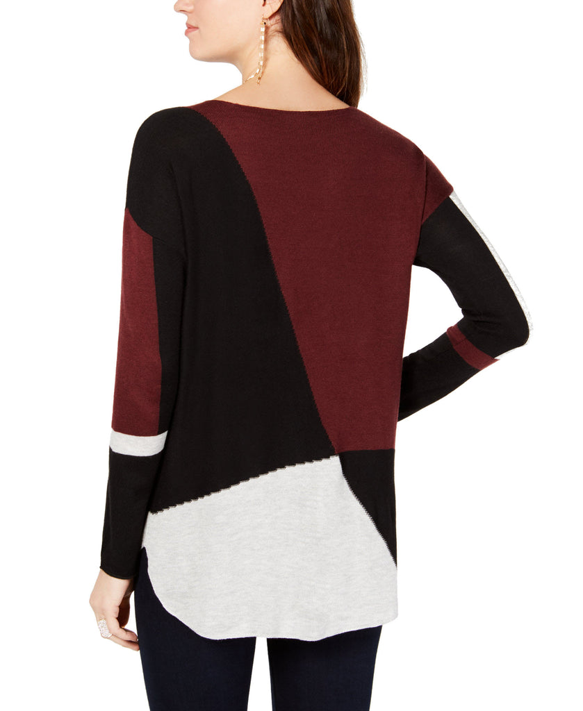 INC International Concepts Women Colorblocked Shirttail Sweater