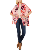 INC International Concepts Women Abstract Floral Super Soft Wrap Coral
