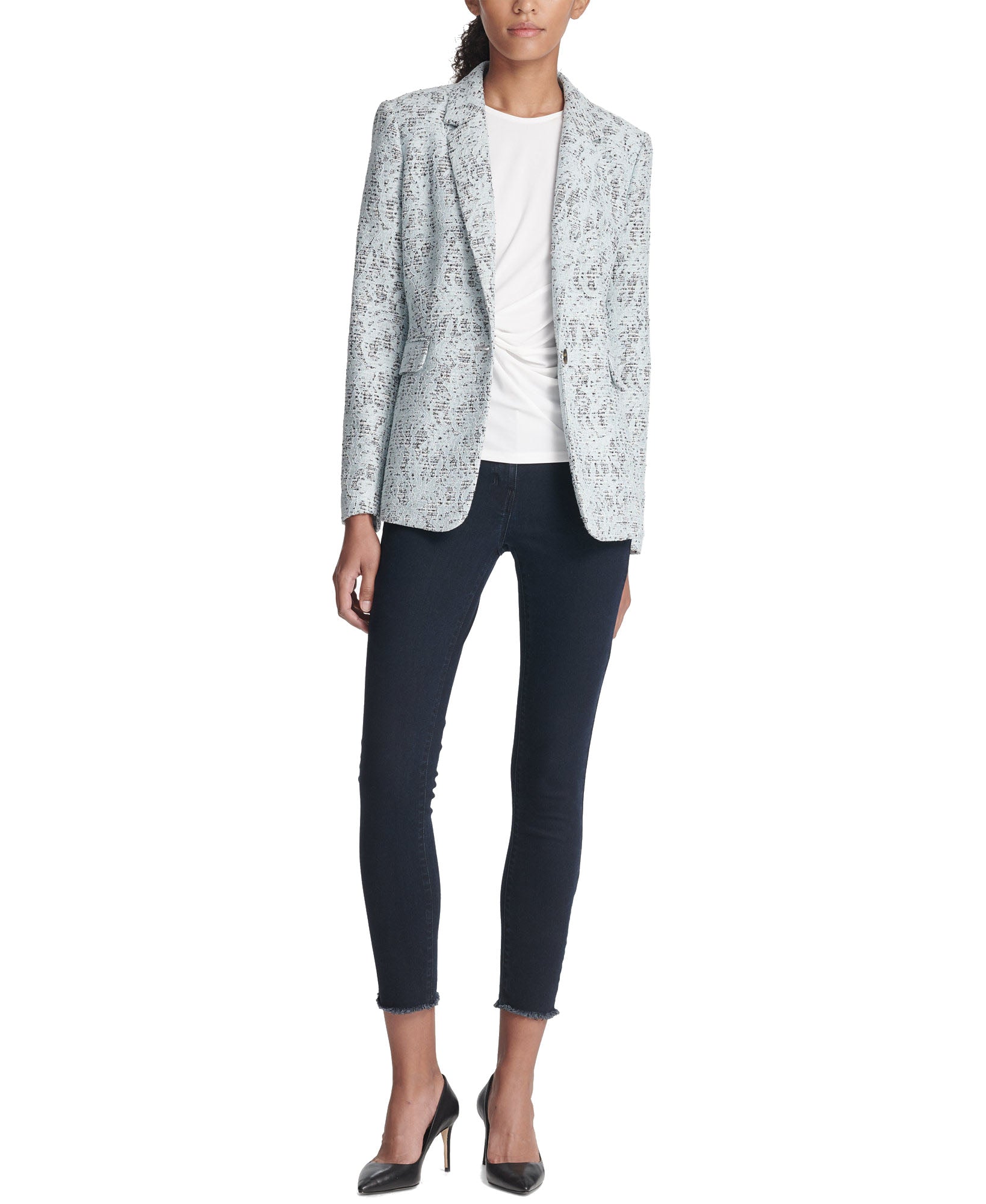 DKNY Women Bonded Lace One Button Jacket