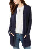Style & Co Women Long Thermal Stitch Cardigan Sweater Industrial Blue