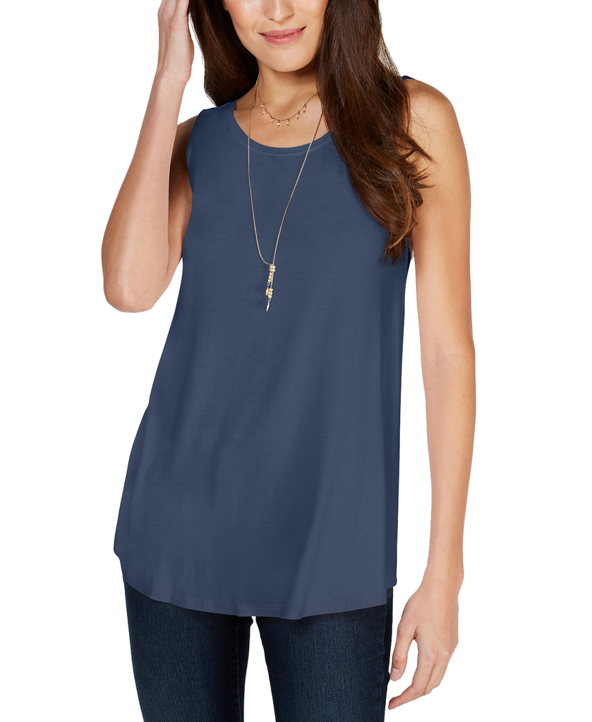 Style & Co Petite Swing Tank Top New Uniform Blue