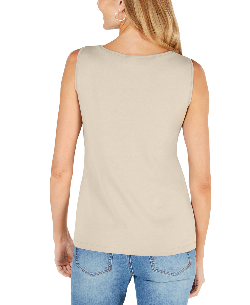 Karen Scott Women Boat Neck Cotton Tank Top