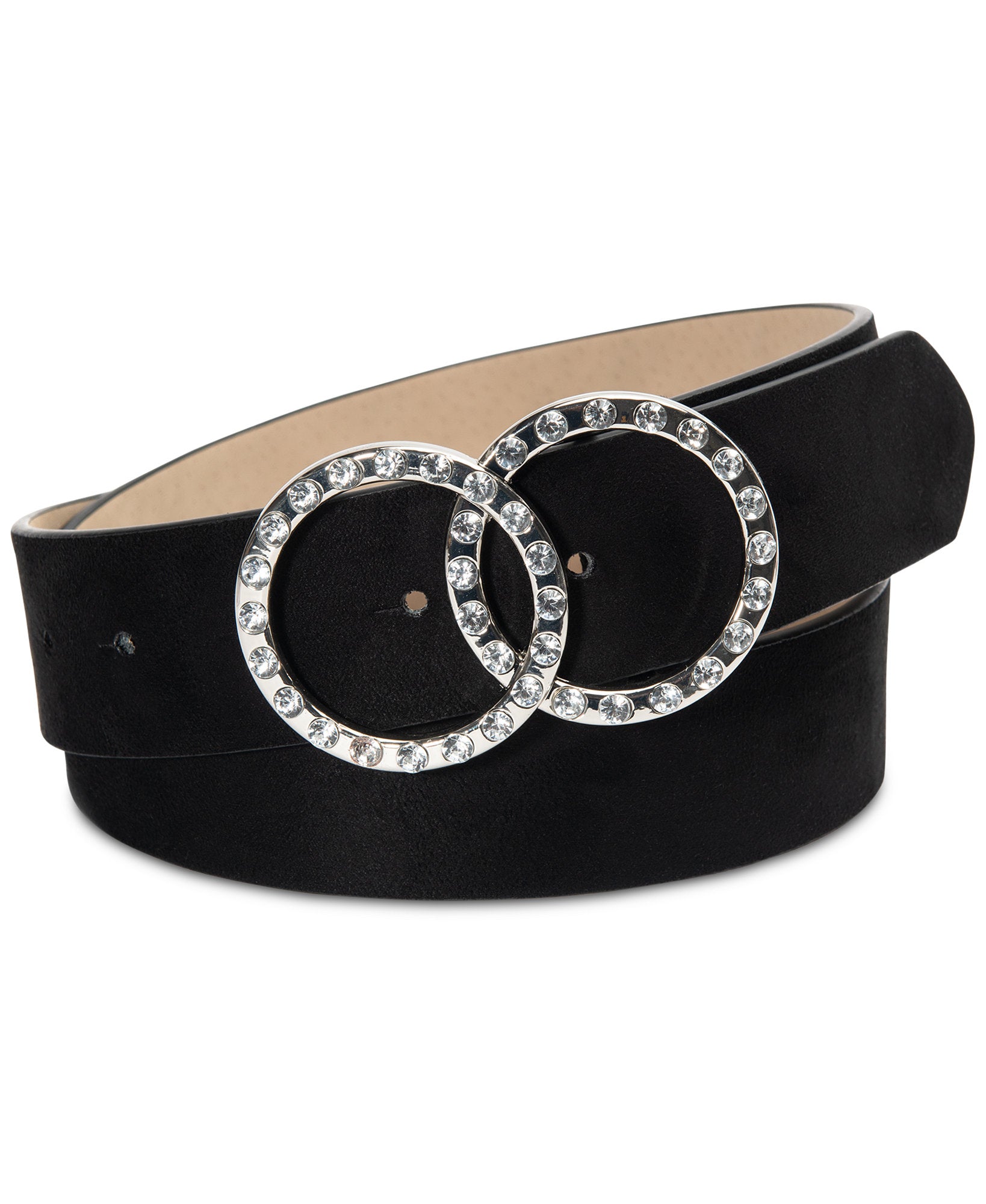 INC International Concepts Women Rhinestone Double Circle Belt Crystal