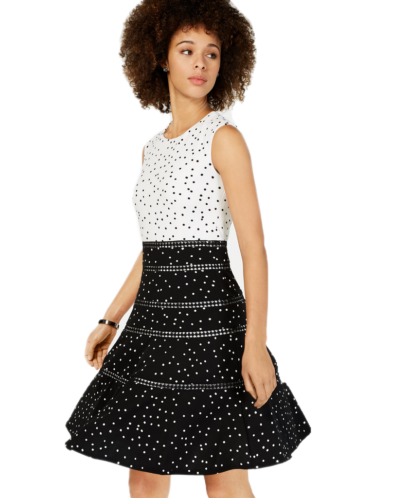 Taylor Women Polka Dot Fit & Flare Dress