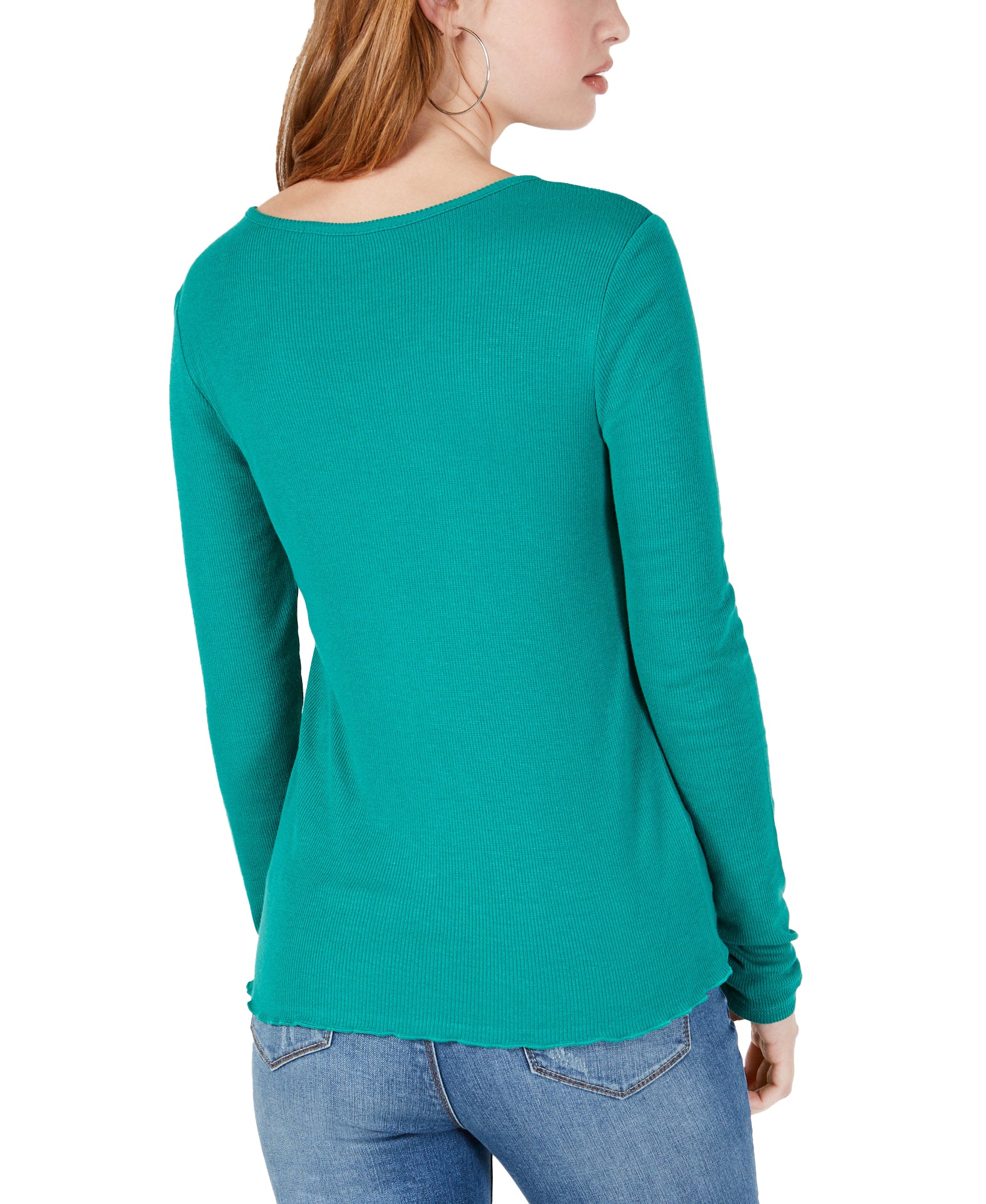 Hippie Rose Women Rib Knit Henley T Shirt