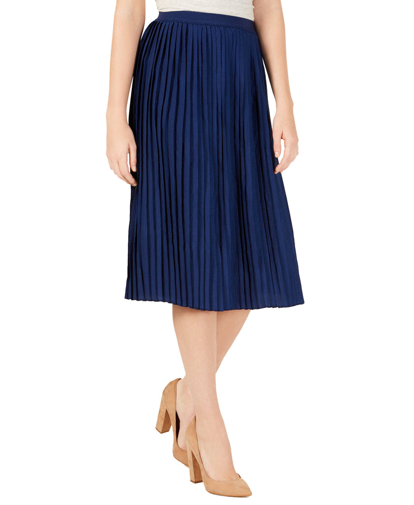 Ultra Flirt Women Pleated Midi Skirt Blue Depths