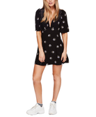 Free People Women Mockingbird Open Back Mini Dress Black Combo