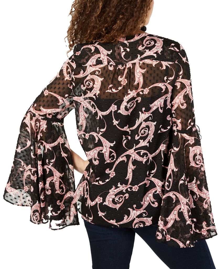 INC International Concepts Women Printed Bell Sleeve Blouse