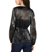 INC International Concepts Women Long Sleeve Wrap Blouse