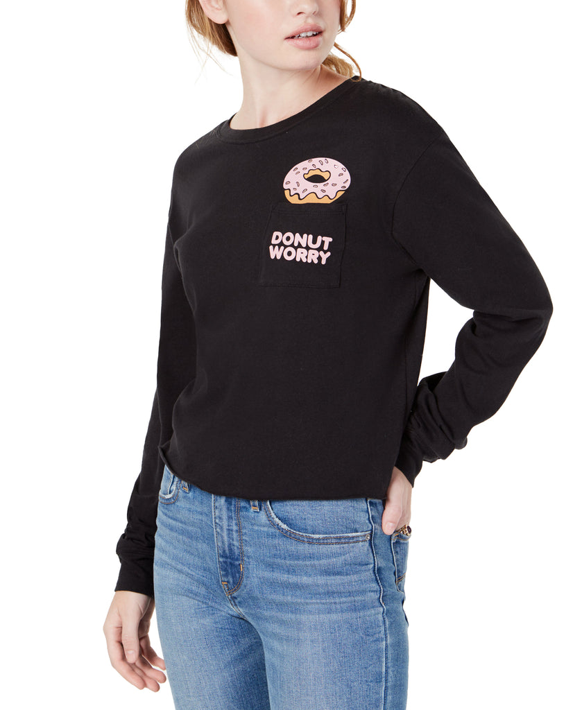 Love Tribe Donut Graphic Pocket T Shirt Black