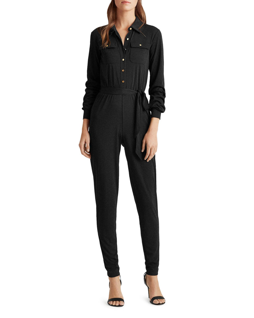 Lauren Ralph Lauren Jumpsuit Button up Tie Waist Jumpsuit Black